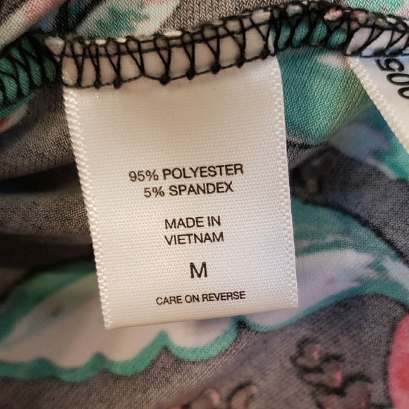 New York & Company Ruffled Cold Shoulder Black and Red Floral Blouse - Picture 5 of 5